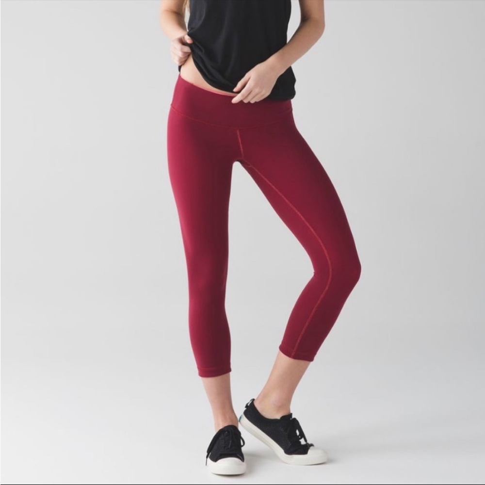 Lululemon | Reversible Wunder Under Crop | Flashlight/Rosewood  | Size 12